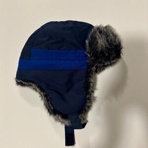 NWT Navy Blue Aviator Hat with Faux Fur Trim 12-24 months